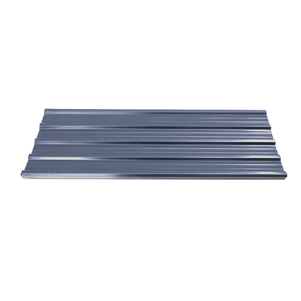 Charcoal black steel corrugated sound dampening panels by Garden Sanctuary, showing textured, ribbed metal surface for acoustic insulation