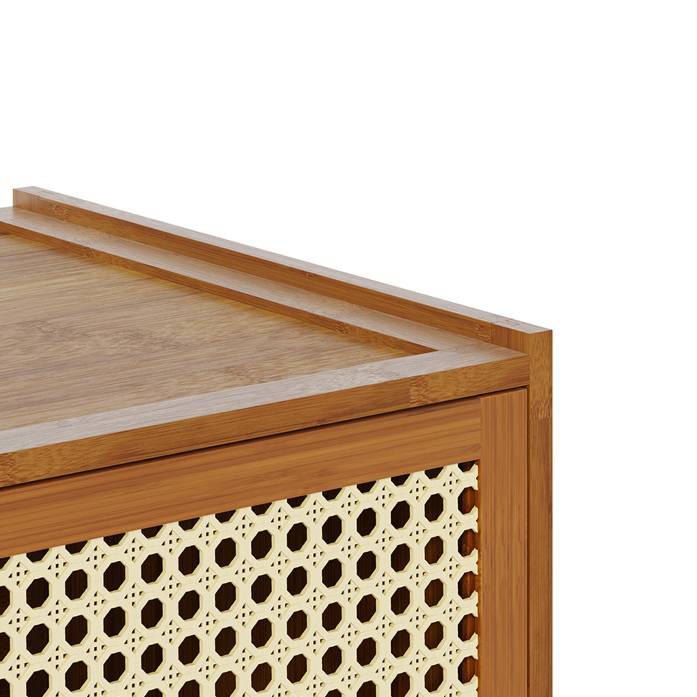 Garden Sanctuary narrow bookcase storage cabinet with doors, featuring a sleek design and ample shelving for organized storage.