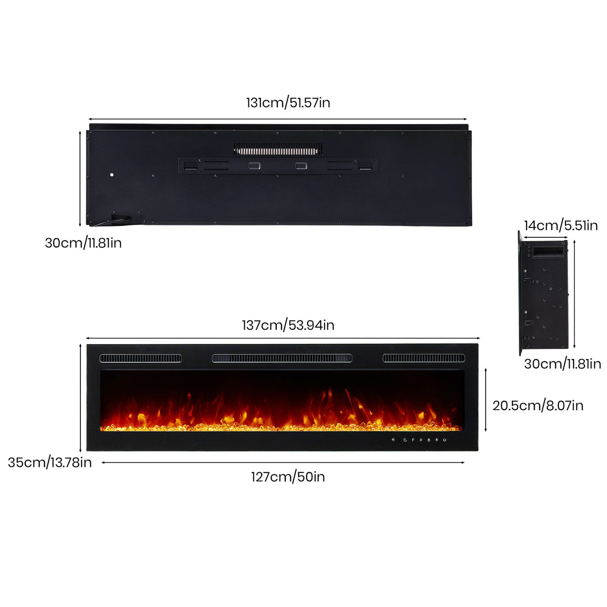 Garden Sanctuary 40–70 inch freestanding electric fireplace with realistic flames and 12 color options for cozy ambiance.