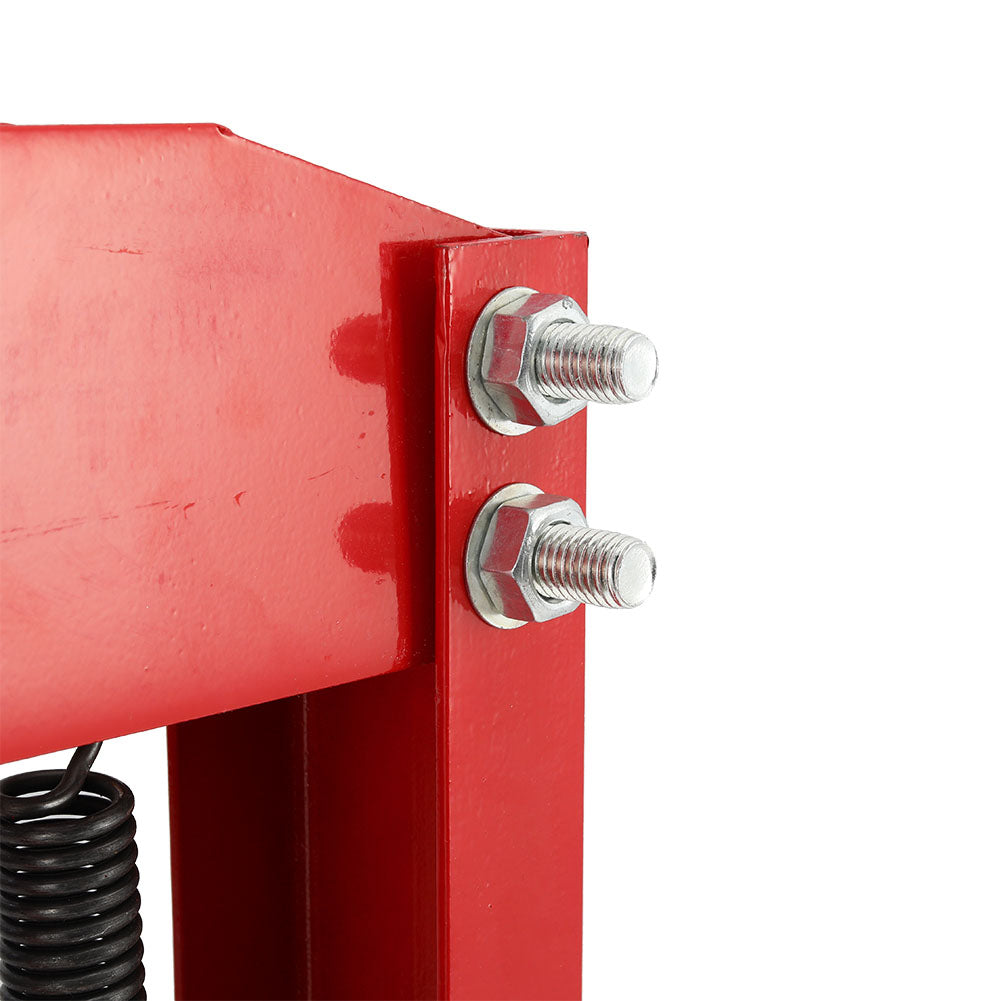 Garden Sanctuary 12 Ton Floor Standing Hydraulic Press showing sturdy metal frame and hydraulic piston for heavy-duty pressing tasks.