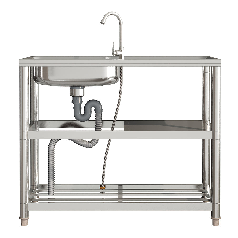 Stainless steel Garden Sanctuary one-compartment kitchen sink with smooth basin and modern design for utility and kitchen use.