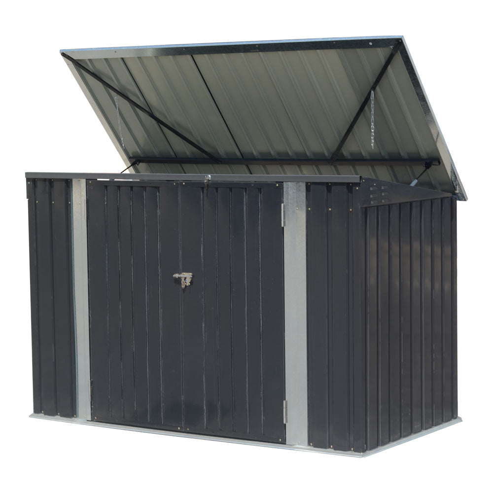 Garden Sanctuary outdoor storage shed for rubbish bin with secure door and weather-resistant design for garden organization.