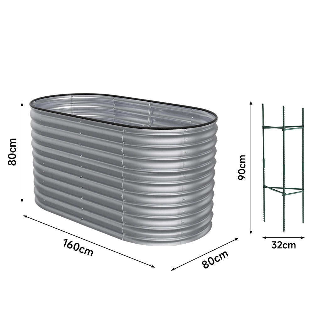 Silver galvanized steel raised garden bed, 80cm height, ideal for outdoor gardening, by Garden Sanctuary.