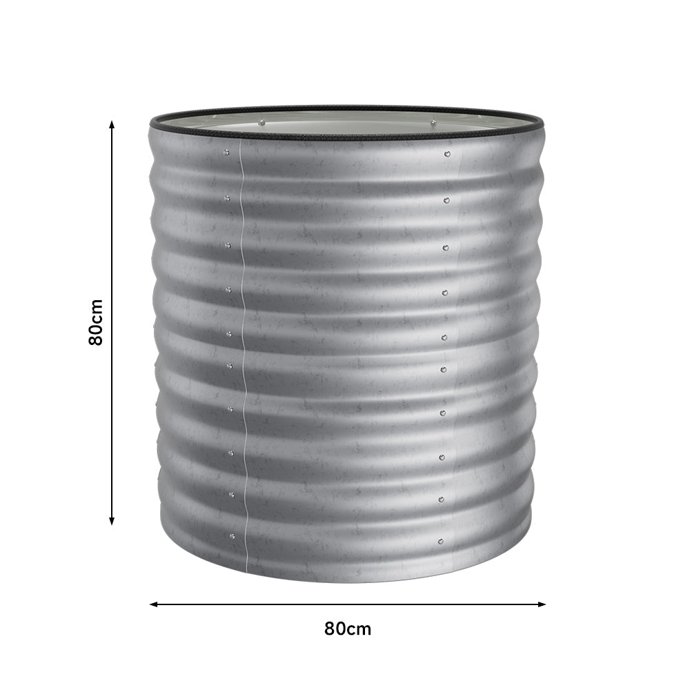 Silver galvanized steel raised garden bed, 80cm height, durable Garden Sanctuary outdoor gardening container.