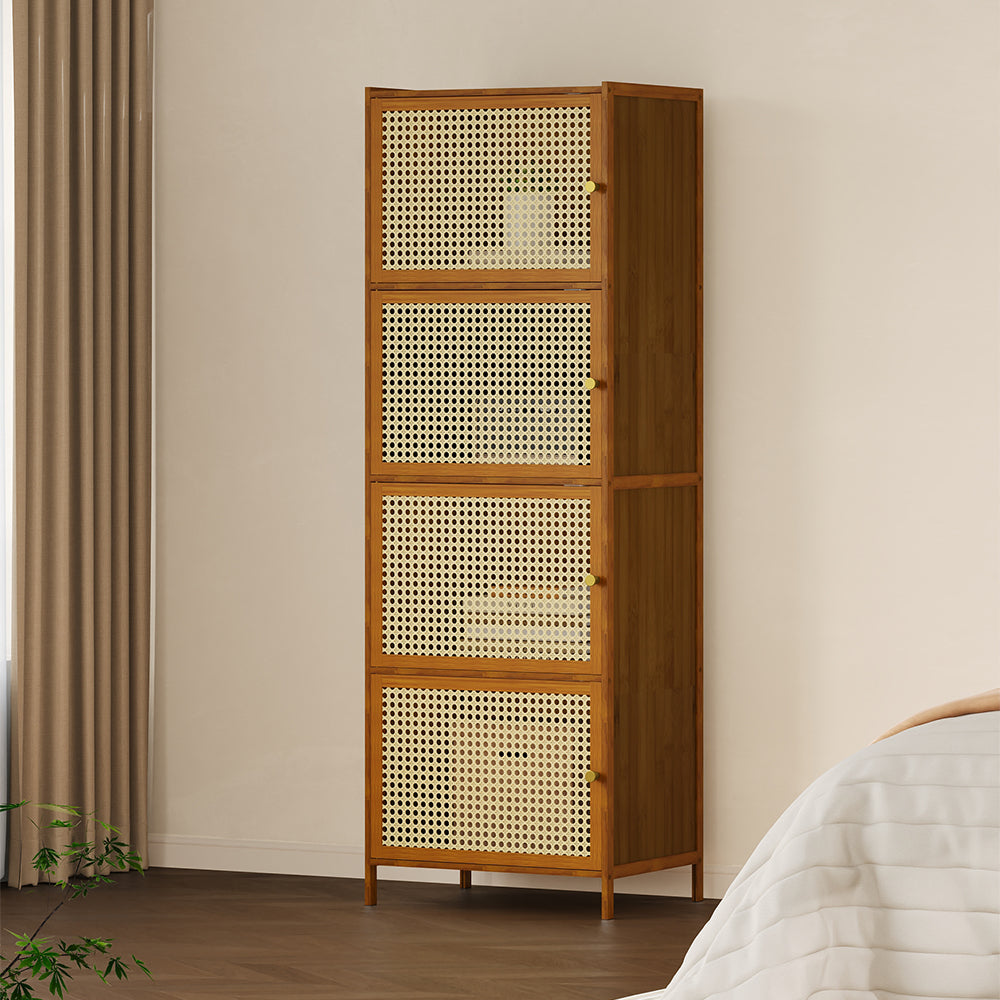 Garden Sanctuary narrow bookcase storage cabinet with doors, featuring a sleek design and multiple shelves for organization.