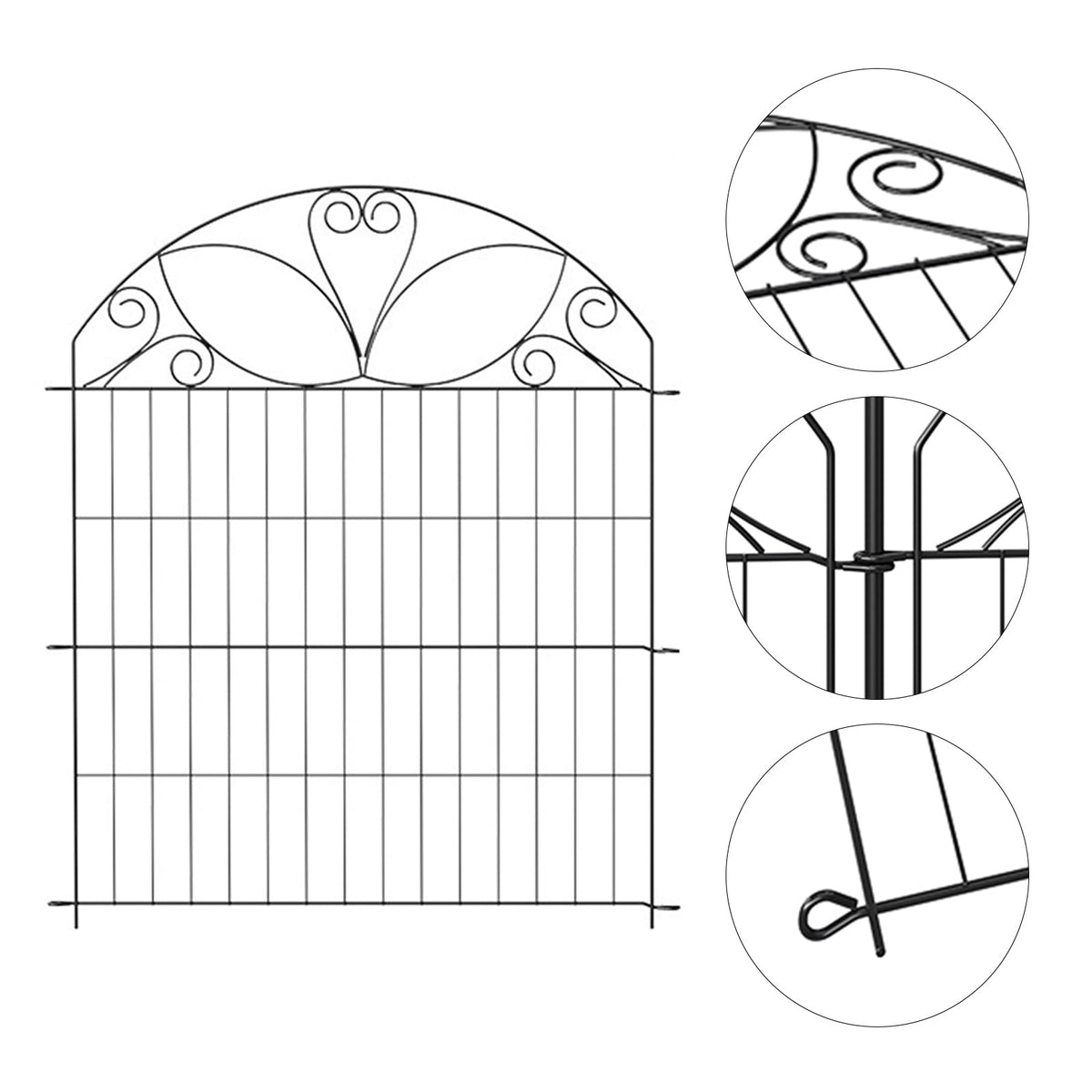 Decorative 10-panel garden fence set by Garden Sanctuary, featuring ornate metal panels for outdoor privacy and garden decoration.