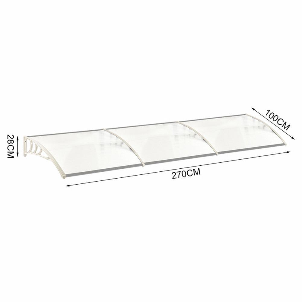 Outdoor Curved Shielded Awning - Rain Shelter - White Awnings L 270 x W 100 x H 28 cm