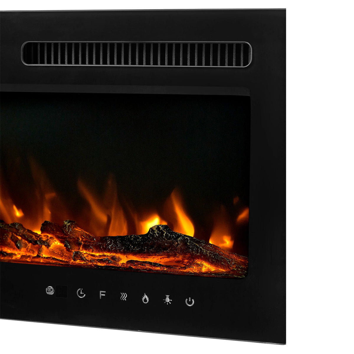 Garden Sanctuary 40-70 inch freestanding electric fireplace with 12 flame colors showcasing modern design and vibrant flame effects.