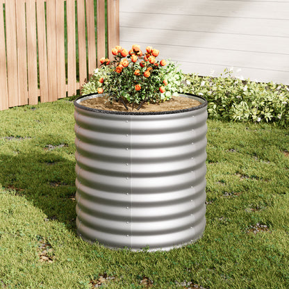 Silver galvanized steel raised garden bed, 80cm height, durable Garden Sanctuary raised bed for outdoor gardening.