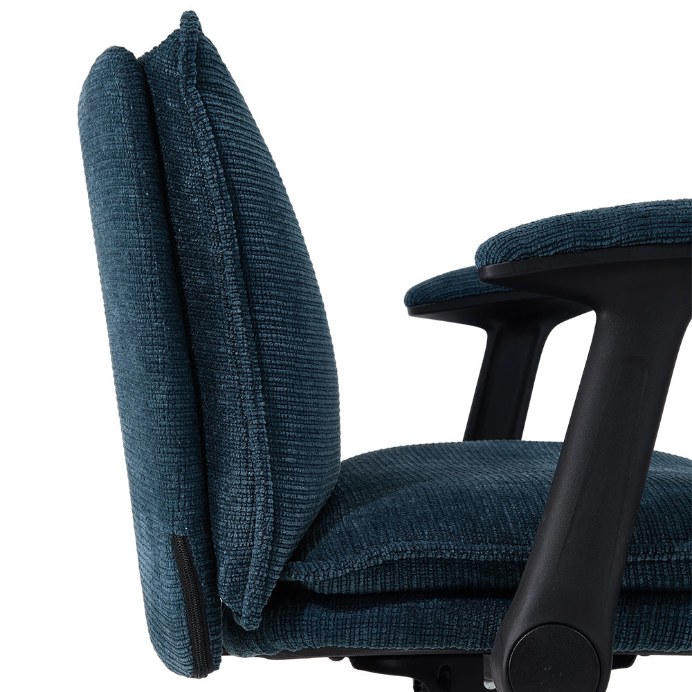 Garden Sanctuary chenille height-adjustable office chair with padded seat and backrest, featuring adjustable height and modern design.