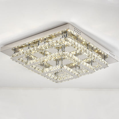 Dimmable/Non-dimmable Square Large-size Glamourous Crystal LED Ceiling Light