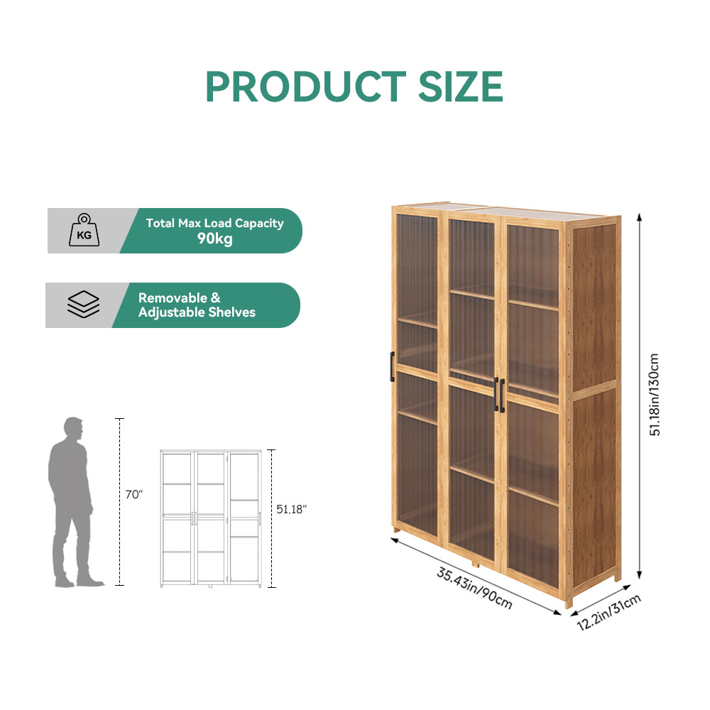 Garden Sanctuary storage cabinet with clear acrylic doors, featuring multiple shelves and modern design for organized storage.