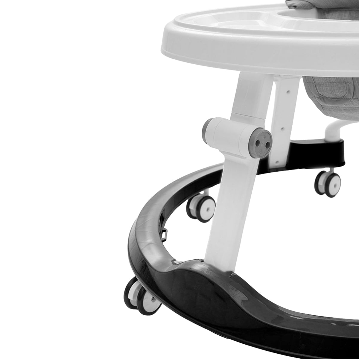 Garden Sanctuary foldable and adjustable baby walker rocking chair with padded seat and safety features.