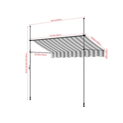 Garden Sanctuary retractable awning with adjustable support poles, providing shade and outdoor coverage.