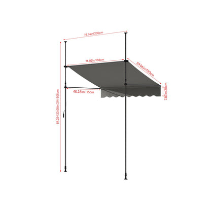 Garden Sanctuary retractable awning with adjustable support poles, providing shade and outdoor shelter.
