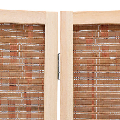 Brown bamboo woven 6-panel folding room divider from Garden Sanctuary, showcasing natural bamboo panels and folding design.