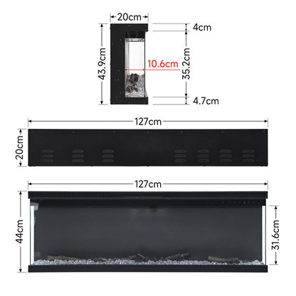 50inch Recessed and Freestanding Electric Fireplace with Remote Control