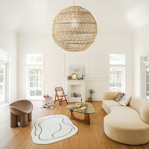 Basket Rattan Woven Lantern Chandelier Pendant Lamp Shade
