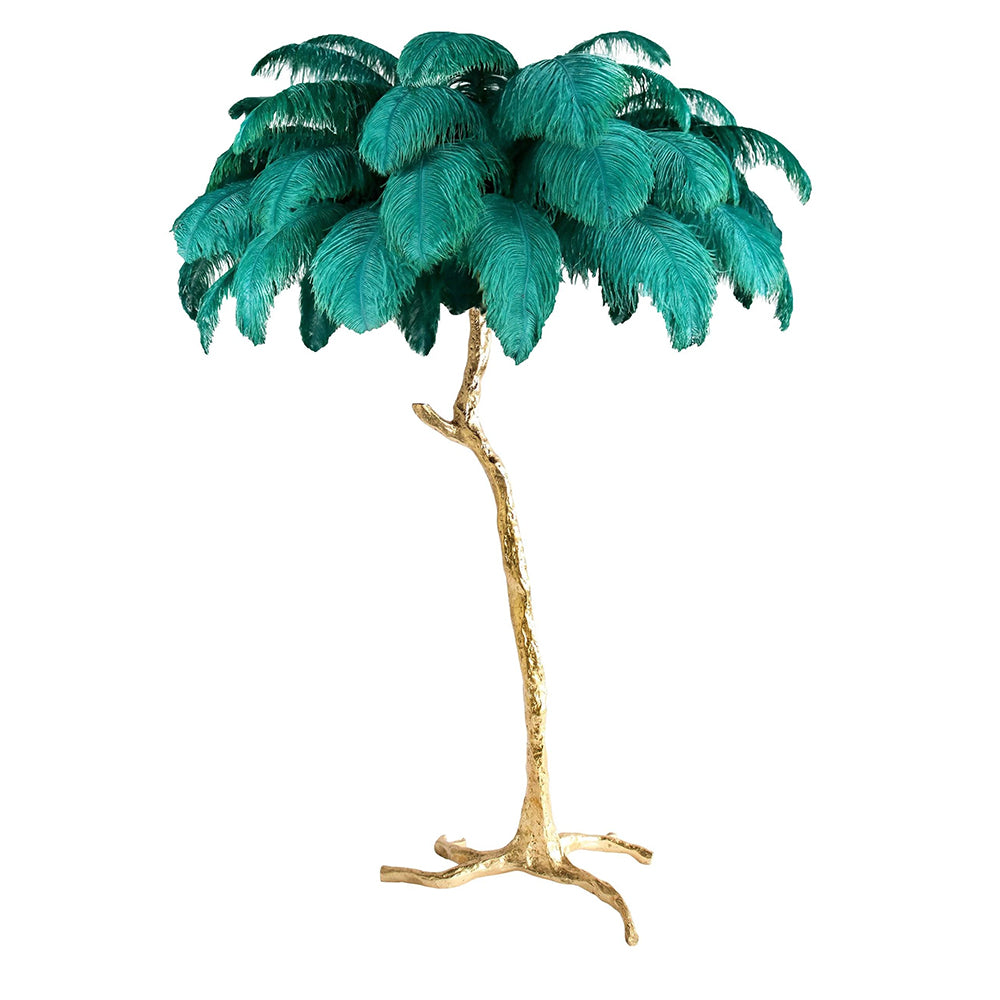 Luxury Ostrich Feather Brass Floor Lamp