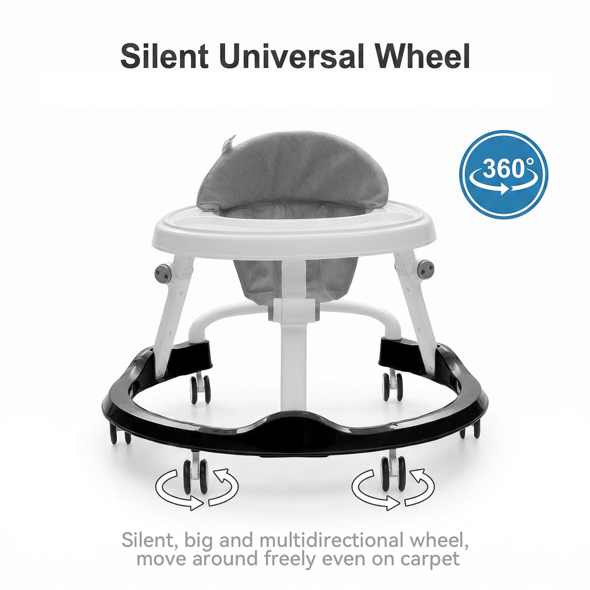 Garden Sanctuary foldable baby walker rocking chair with adjustable height and cushioned seat for comfortable baby seating.