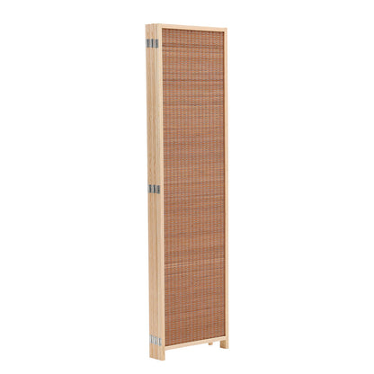 Brown bamboo woven 6-panel folding room divider by Garden Sanctuary, showcasing a stylish, natural bamboo design for interior privacy.