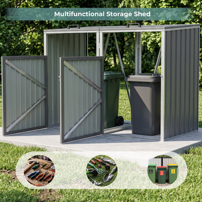 Garden Sanctuary 5x4 ft metal double bin storage shed with sturdy construction and double doors for secure outdoor storage