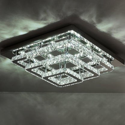 Dimmable/Non-dimmable Square Large-size Glamourous Crystal LED Ceiling Light