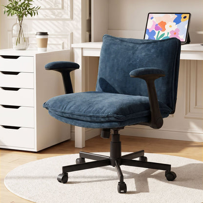 Garden Sanctuary chenille height-adjustable office chair with padded seat and backrest, ergonomic design for comfortable workspace seating.