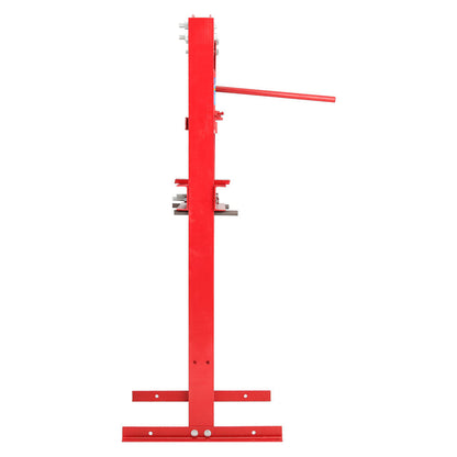Garden Sanctuary 12 Ton floor-standing hydraulic press with steel frame and control lever for industrial pressing tasks.