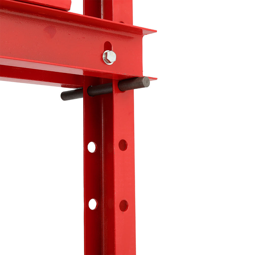 Garden Sanctuary 12 Ton Floor Standing Hydraulic Press for industrial lifting and pressing tasks, featuring a sturdy metal frame.