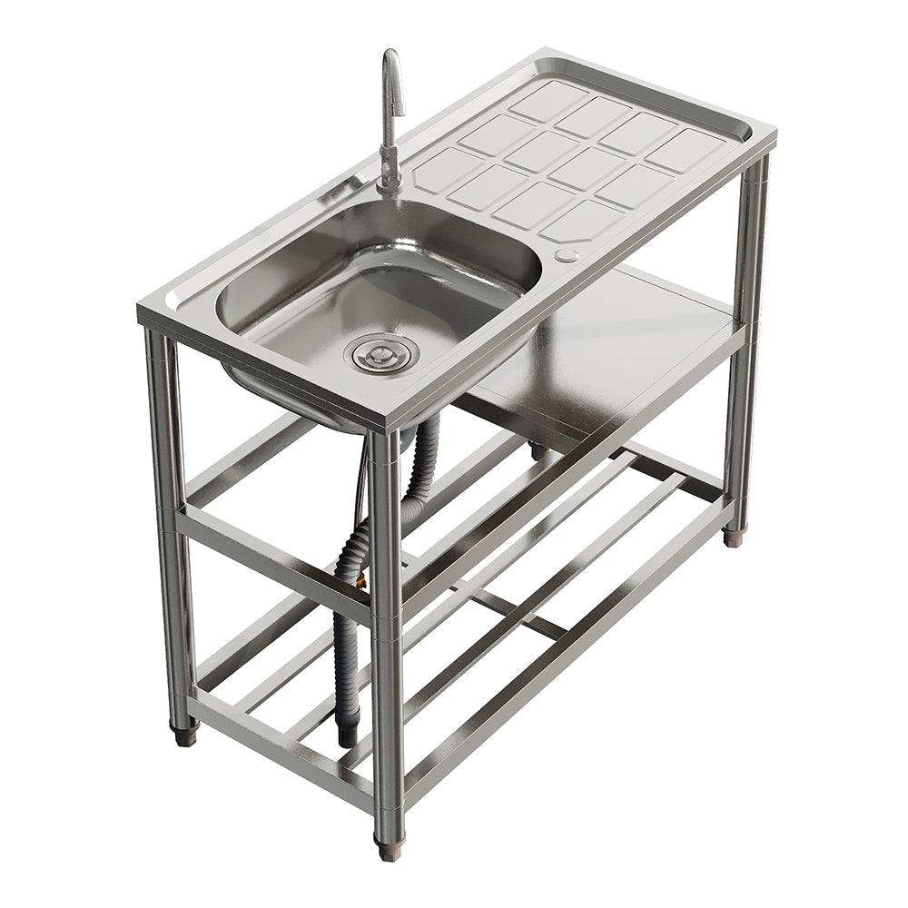Stainless steel Garden Sanctuary one compartment kitchen sink with smooth basin and modern design for utility and kitchen use.