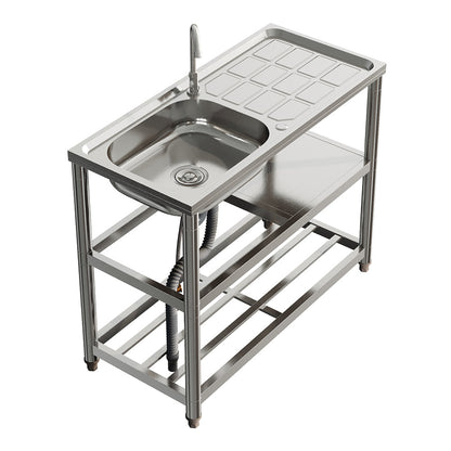 Stainless steel Garden Sanctuary one compartment kitchen sink with smooth basin and modern design for utility and kitchen use.