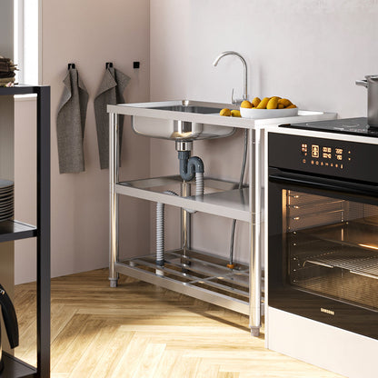 Garden Sanctuary stainless steel one compartment kitchen sink with single basin and sleek design for utility and kitchen use.