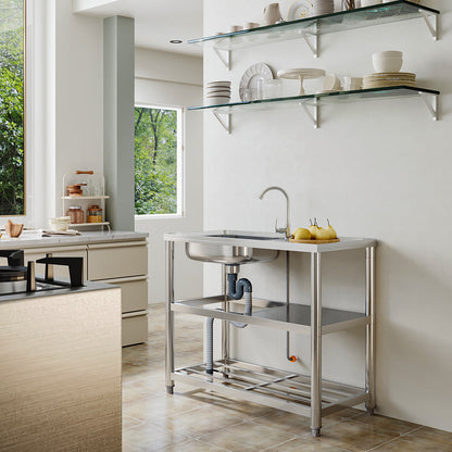 Stainless steel Garden Sanctuary one compartment kitchen sink with a single basin and modern design.