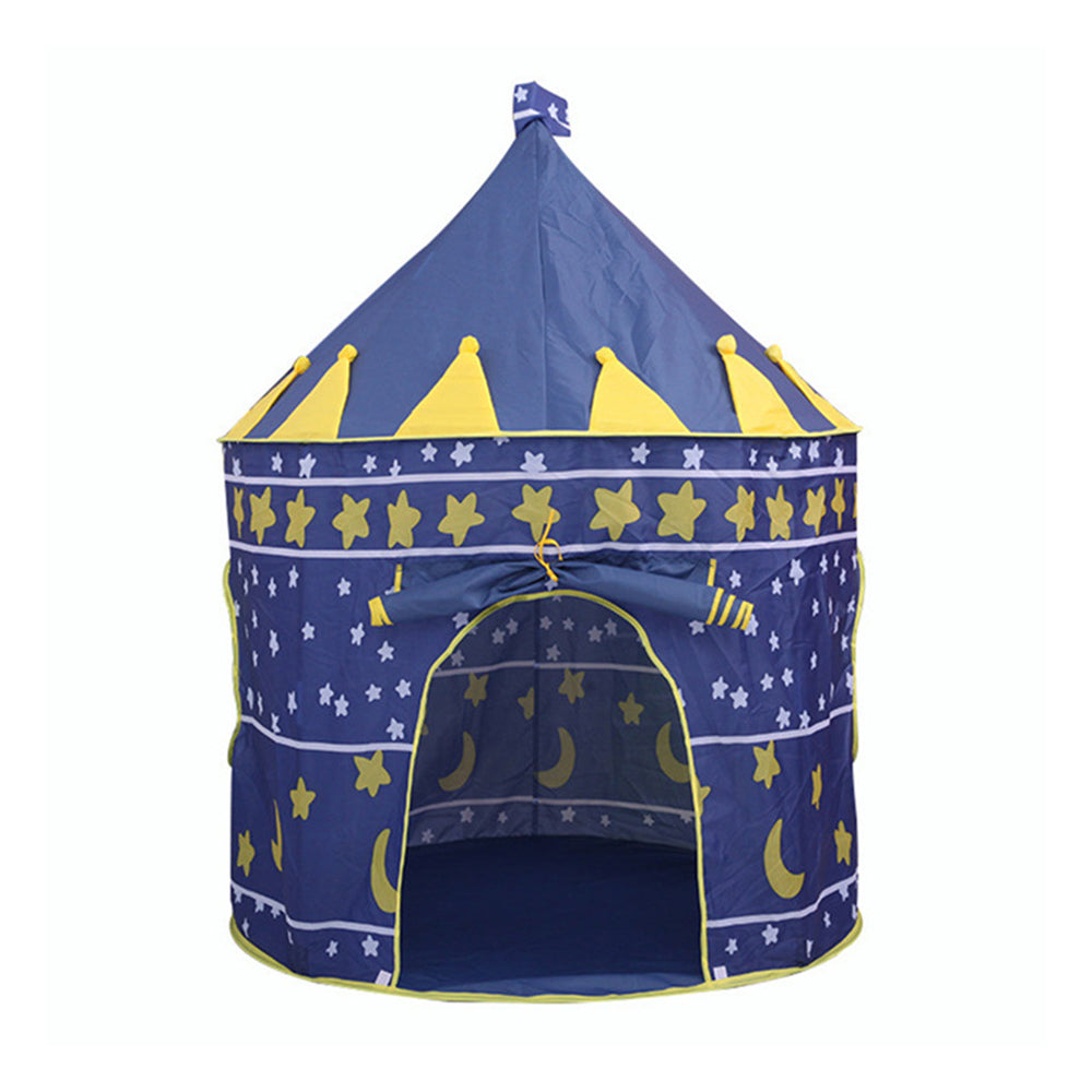 Garden Sanctuary star and moon round kids playhouse tent with colorful moon and star design, perfect for imaginative play.