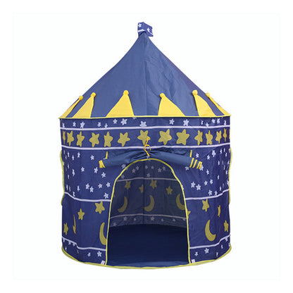 Garden Sanctuary star and moon round kids playhouse tent with colorful moon and star design, perfect for imaginative play.