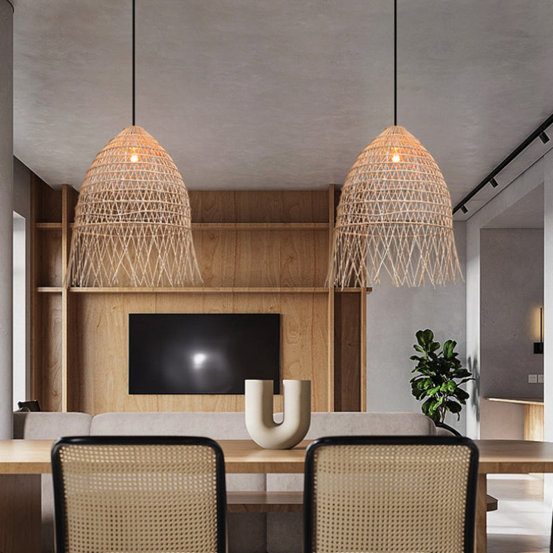 Handwoven Rattan Vertical Pendant Light
