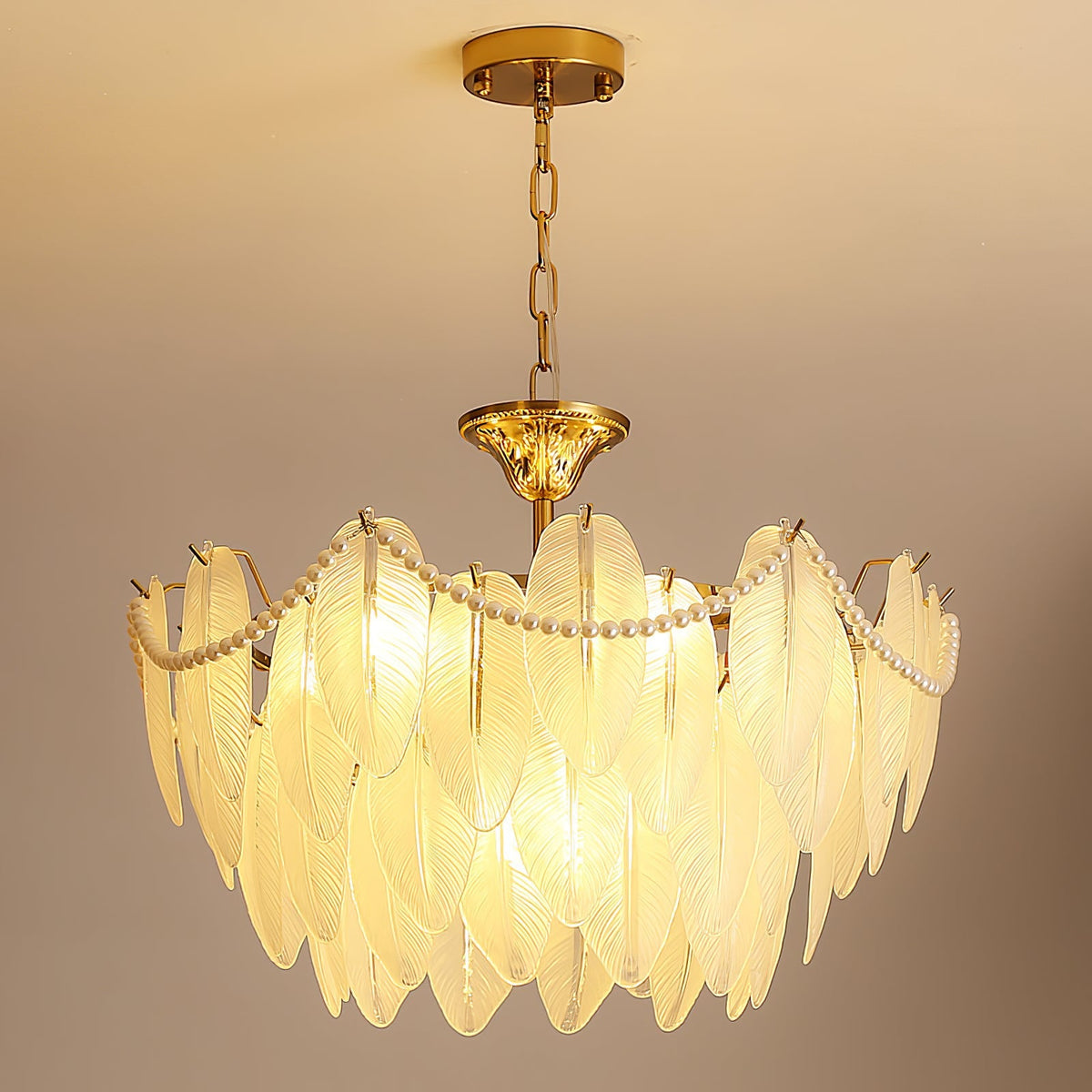 Luxury Modern Minimalist Living Room Shade Feather Chandelier