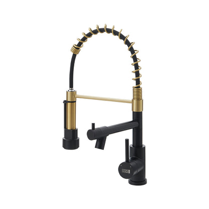 Stainless Steel Kitchen Faucet with Pull Down Spring Spout and Pot Filler