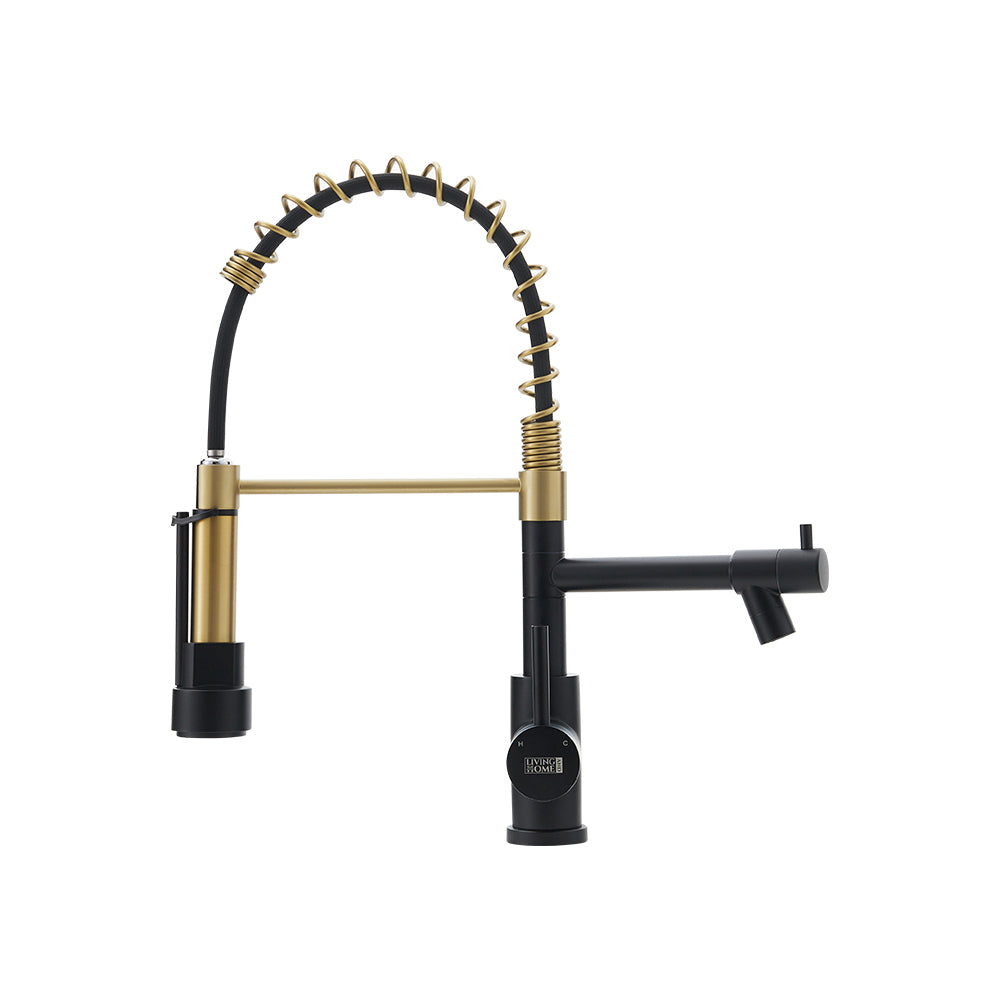 Stainless Steel Kitchen Faucet with Pull Down Spring Spout and Pot Filler