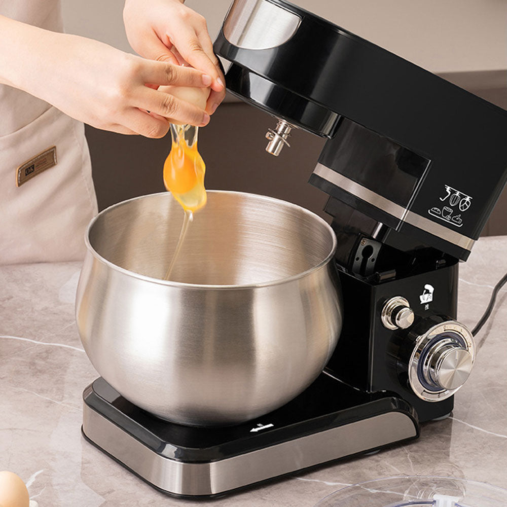 Garden Sanctuary 6-speed 5L household tilt-head kitchen stand mixer with mixing attachments on a countertop.