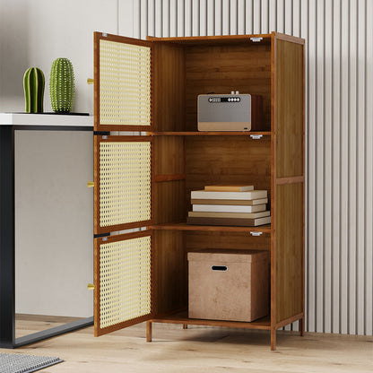 Garden Sanctuary 3-tier narrow bookcase with doors, showcasing a compact wooden cabinet for storage and organization.