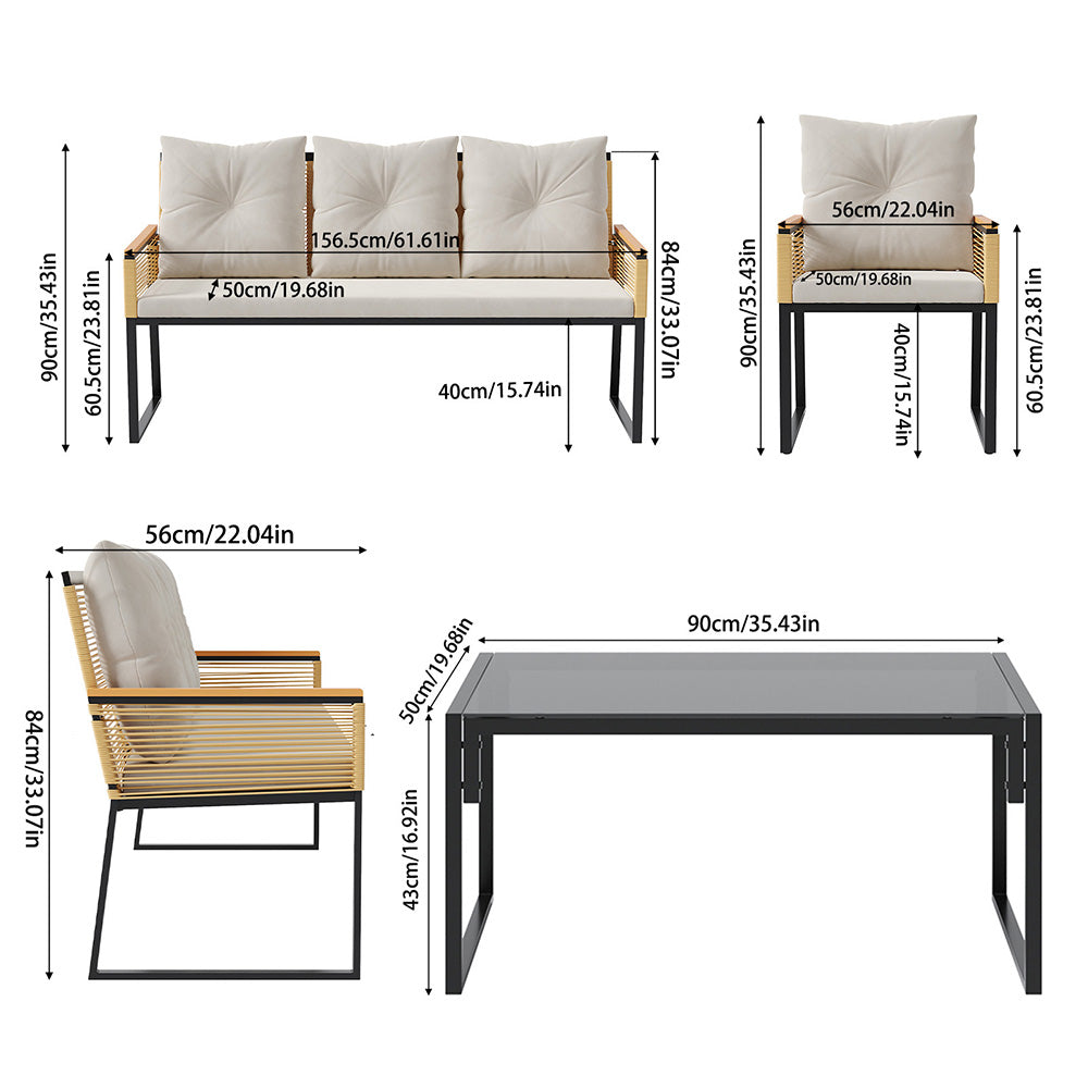 Garden Sanctuary 5-seat outdoor rattan sofa with coffee table, ideal for garden or patio seating and relaxation.