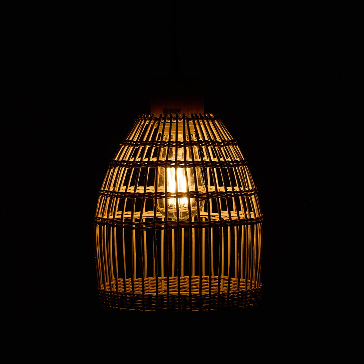 E27 bamboo-woven ceiling pendant light from Garden Sanctuary with a natural textured design and warm illumination.