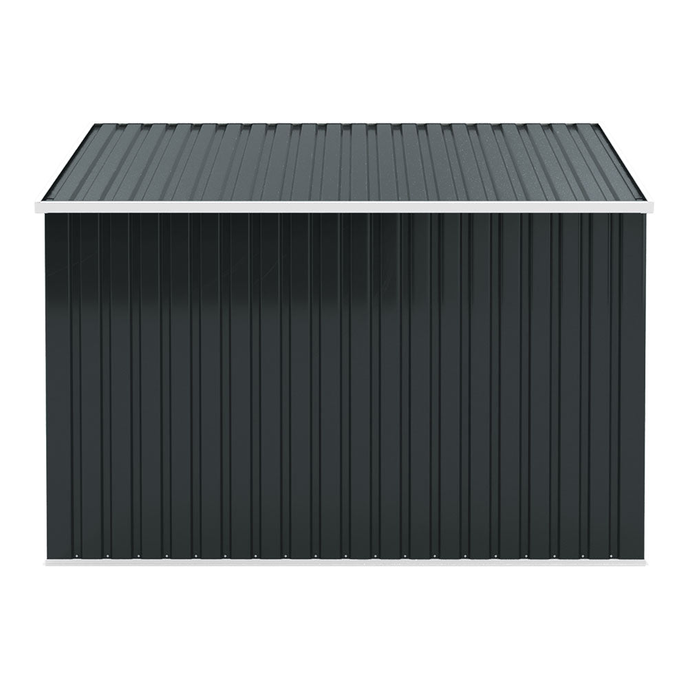 Garden Sanctuary outdoor storage shed for rubbish bin, weatherproof garden shed with secure door for outdoor trash storage.