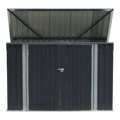 Garden Sanctuary outdoor storage shed for rubbish bins, weather-resistant garden shed with double doors and secure lid.