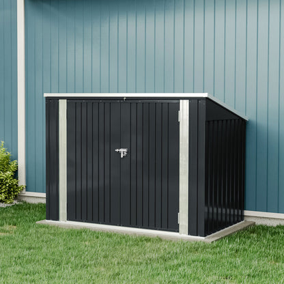 Garden Sanctuary outdoor storage shed for rubbish bins, weather-resistant garden shed with double doors and secure lid.