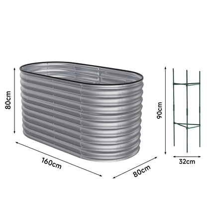 Silver galvanized steel raised garden bed, 80cm height, ideal for outdoor gardening, by Garden Sanctuary.
