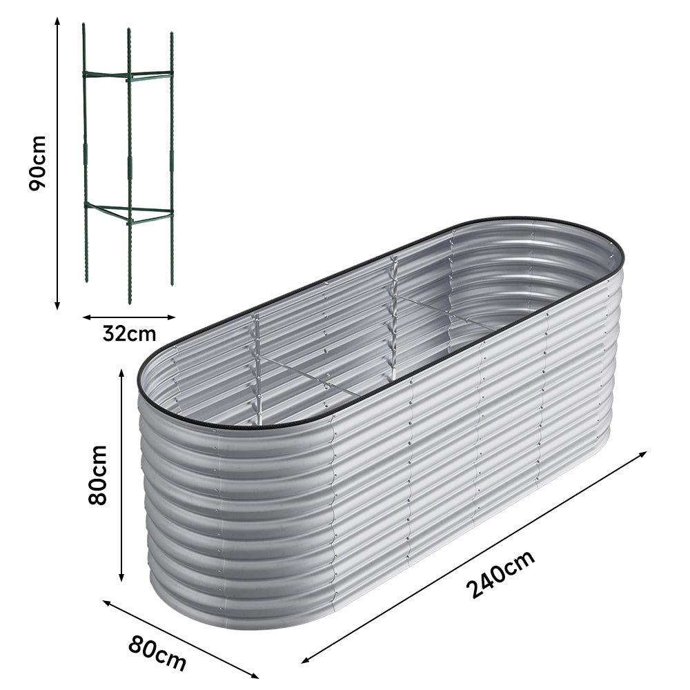 Silver galvanized steel raised garden bed, 80cm height, from Garden Sanctuary, with sturdy rectangular design for outdoor gardening.