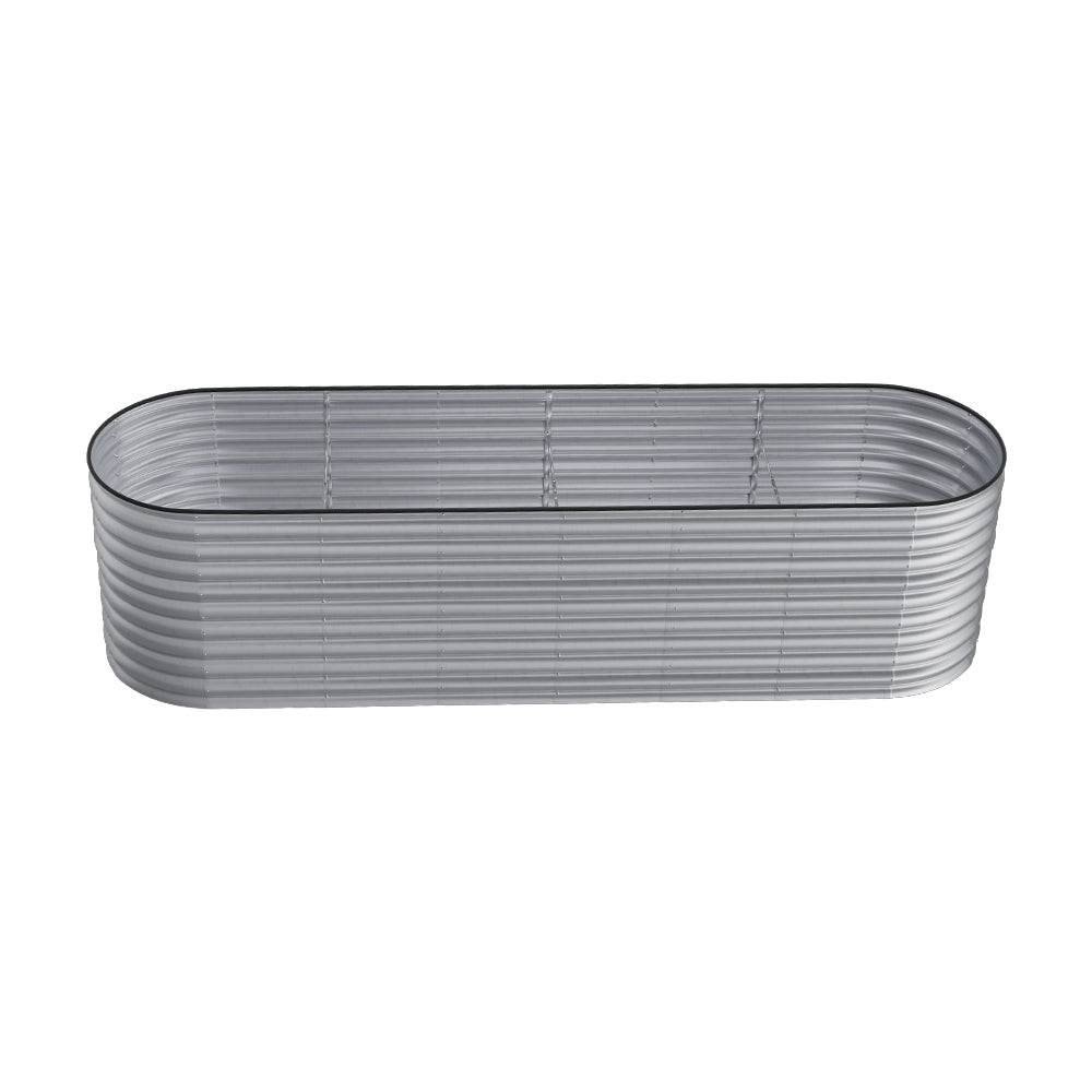 Silver galvanized steel raised garden bed, 80cm height, ideal for vegetable and flower gardening by Garden Sanctuary.